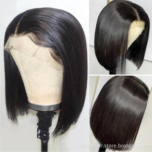 WKS Wholesale Transparent HD Full Lace Bob Human Hair Lace Frontal Wigs For Black Women Brazilian Virgin Hair Lace Front Wig